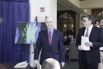 Kim Thompson CEO Speaking At Joint Spider Silk Press Conference With University Of Notre Dame